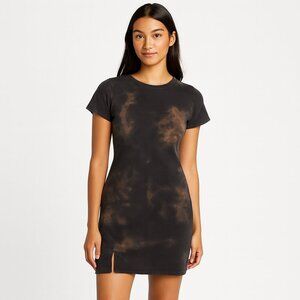 PatPat Women’s Ribbed Tie-Dye T-Shirt Dress Black Gray Size 16W NWT